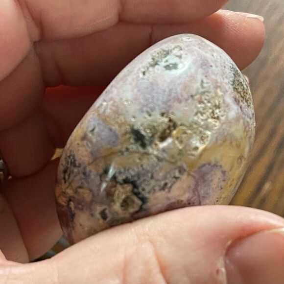 Ocean Jasper palm stone crystal natural agate agatized white red green moss yell - Picture 5 of 8